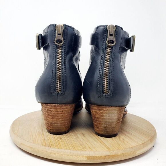 Kork Ease Ankle Boots Womens 9 Maddelena Black Leather Bootie Belted Buckle Moto - Picture 10 of 15